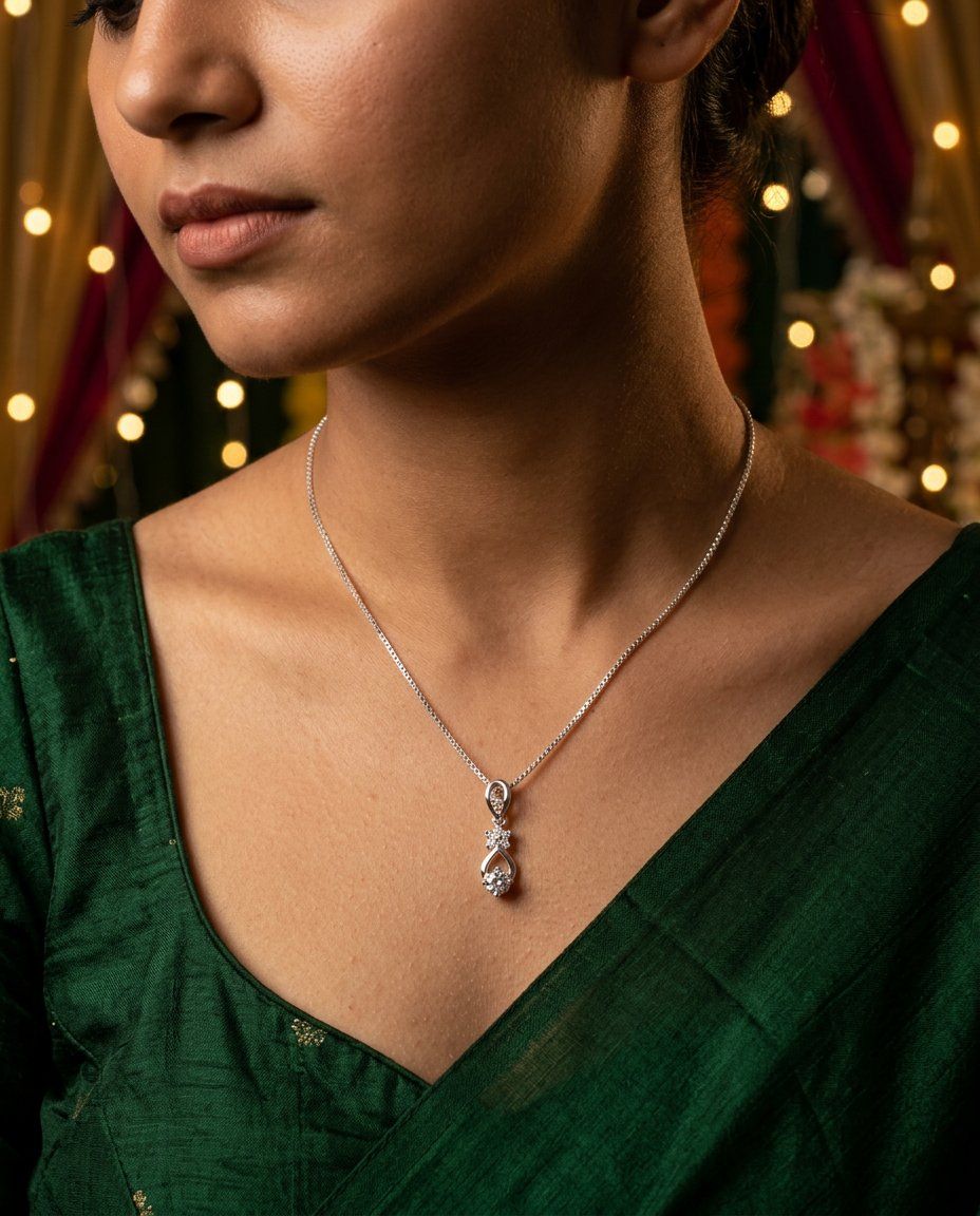 Pendant worn with saree